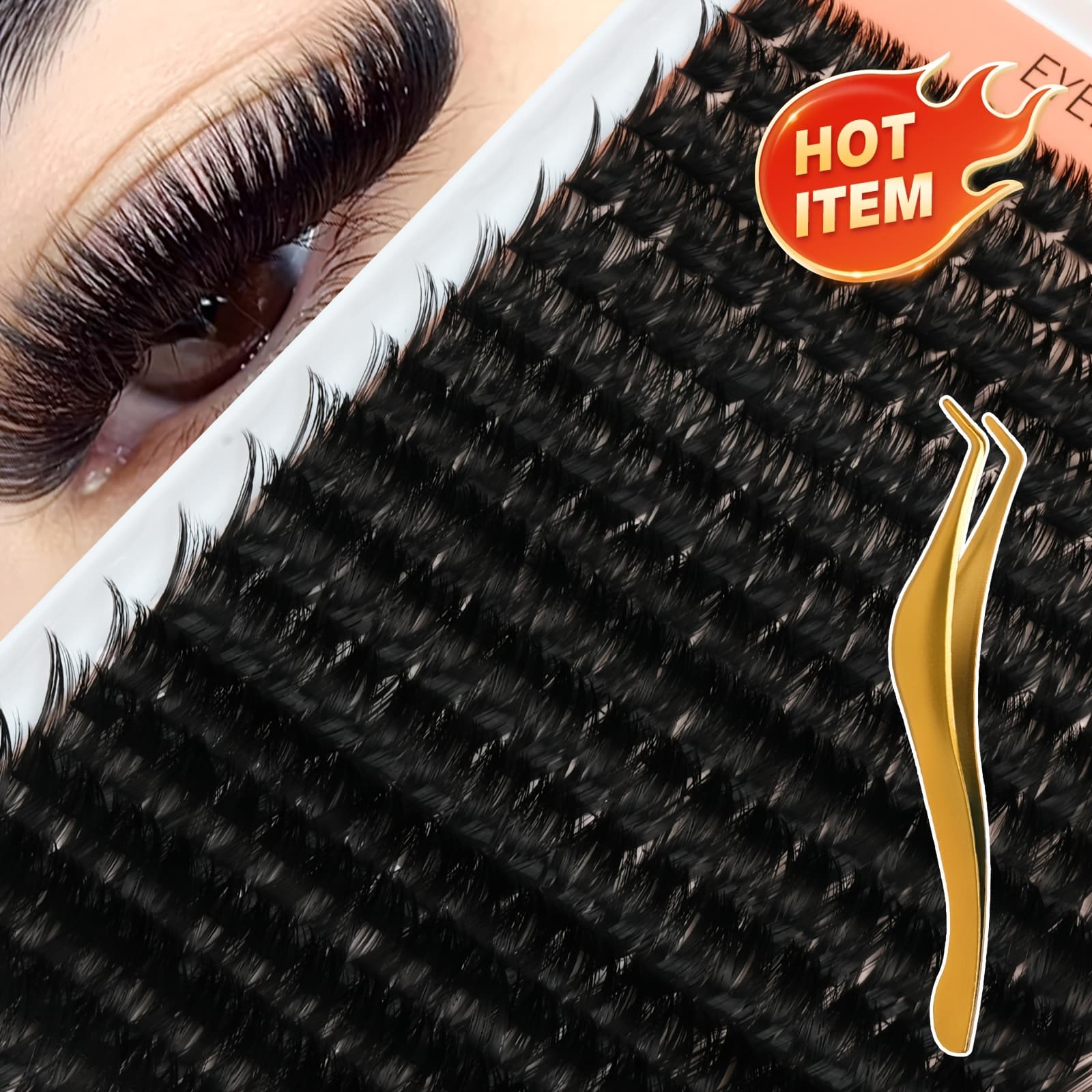 TEMU 100d/100d Set Volumised Cluster Lashes Single Cluster Lash Extensions Soft & Reusable Diy Cluster Lash Extension Kit Packaging Random