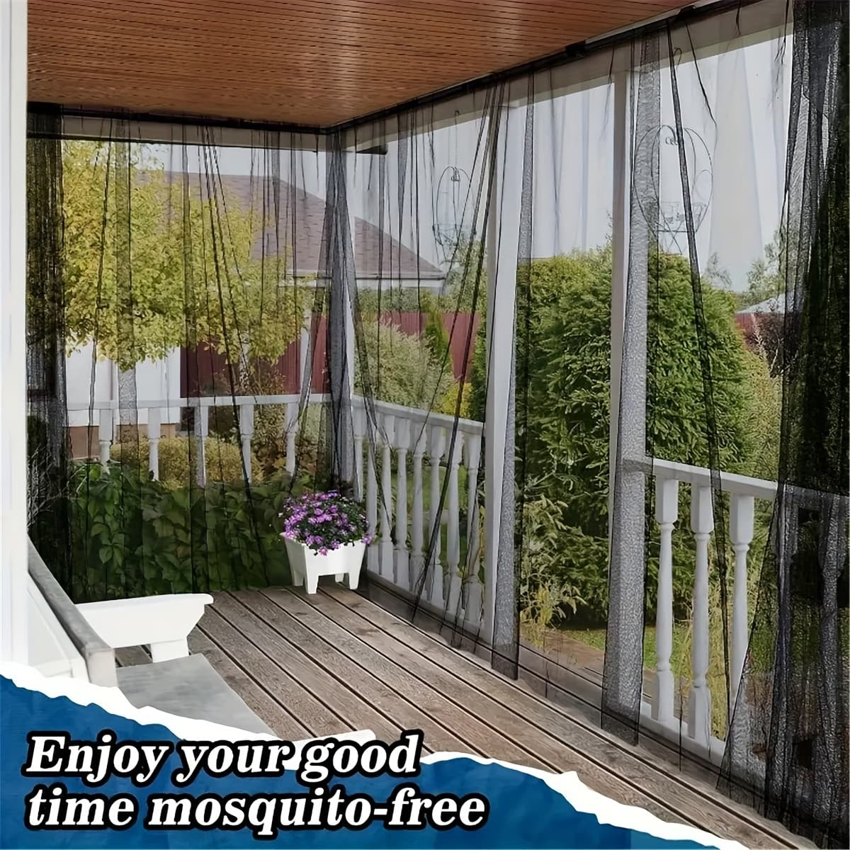 TEMU 1 Style Outdoor Sheer Curtain - Knitted Polyester Anti-mosquito Netting For Gazebo, Patio, Garden, , - Rod , Transparent, Breathable, Unlined - Decorative Weave 1pc