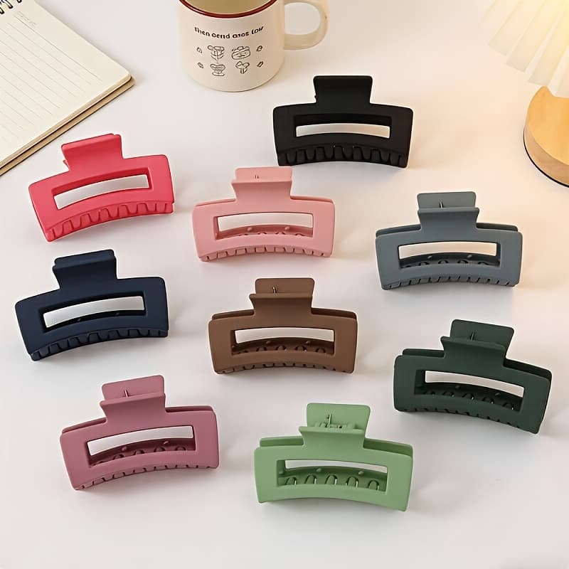 TEMU 9pcs New Style Large Square Letter Hair Claw Clips, Fashion Hair Accessories Wholesale, Shark Clips