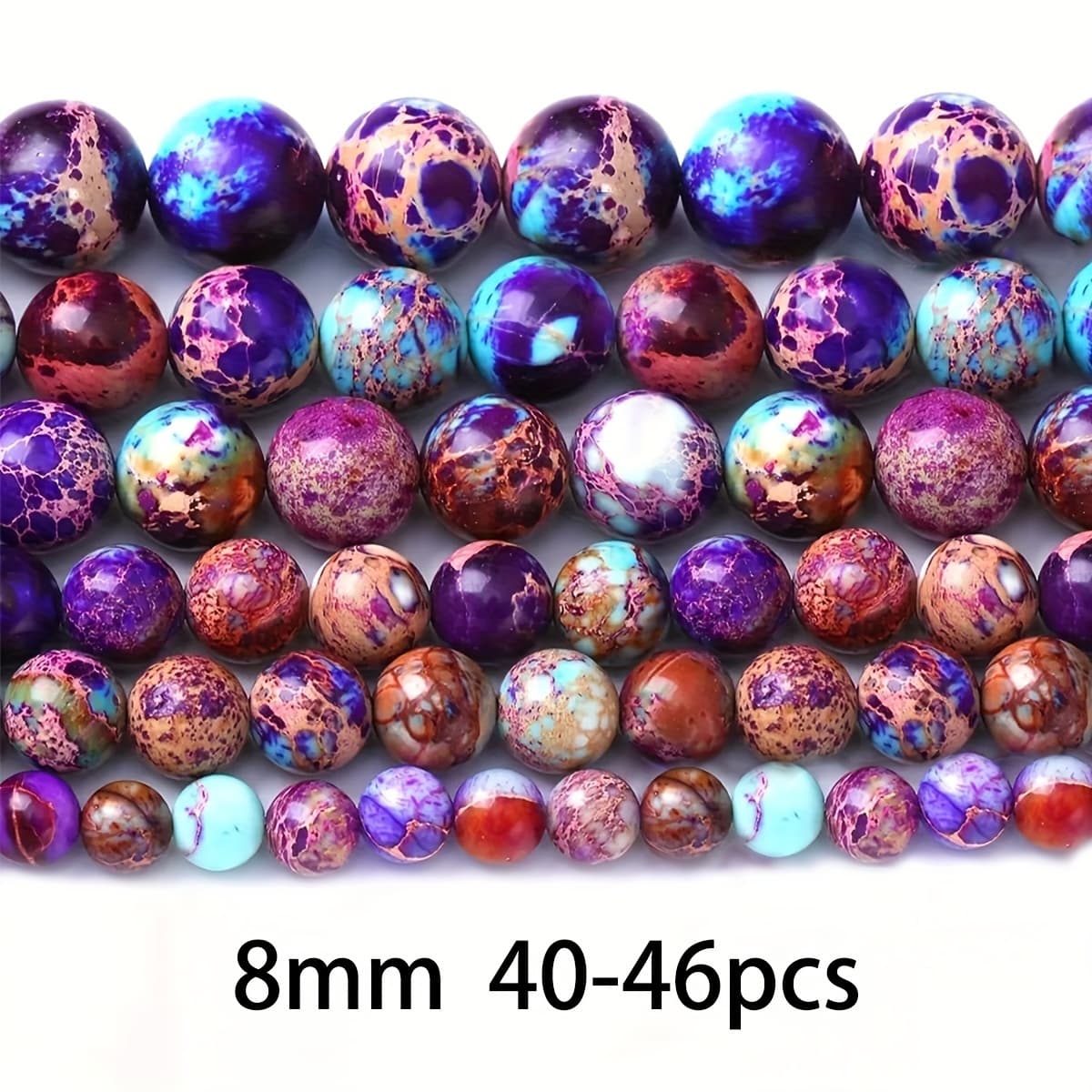 TEMU Natural Purple Sea Sediment Turquoise Loose Round Beads For Jewelry Making Dly Bracelet Necklace