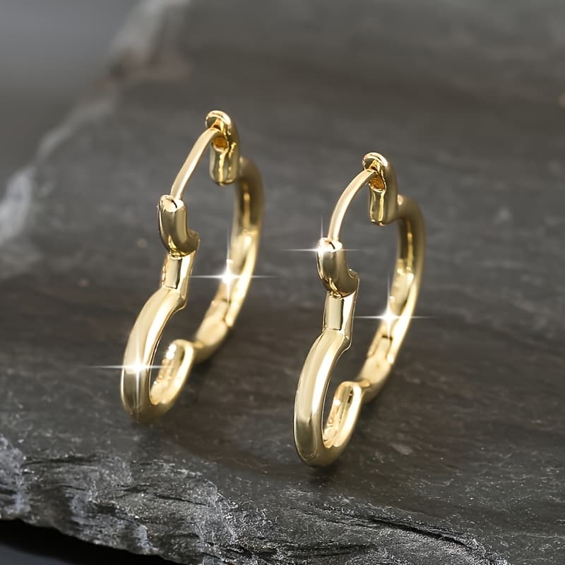TEMU 1 Pair Of Minimalist And Exquisite Copper Geometric Animal Head Ear Buckles, Cute And Versatile Women's Earrings, Dating Gift