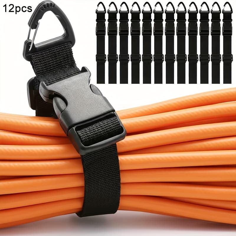 TEMU 6/12 Pack Extension And Storage Wrap | Heavy-duty Adjustable Cord Ties With 3-axis , Durable Polypropylene Hanger Straps For Workshop, Garage, Home And Garden Cord Management