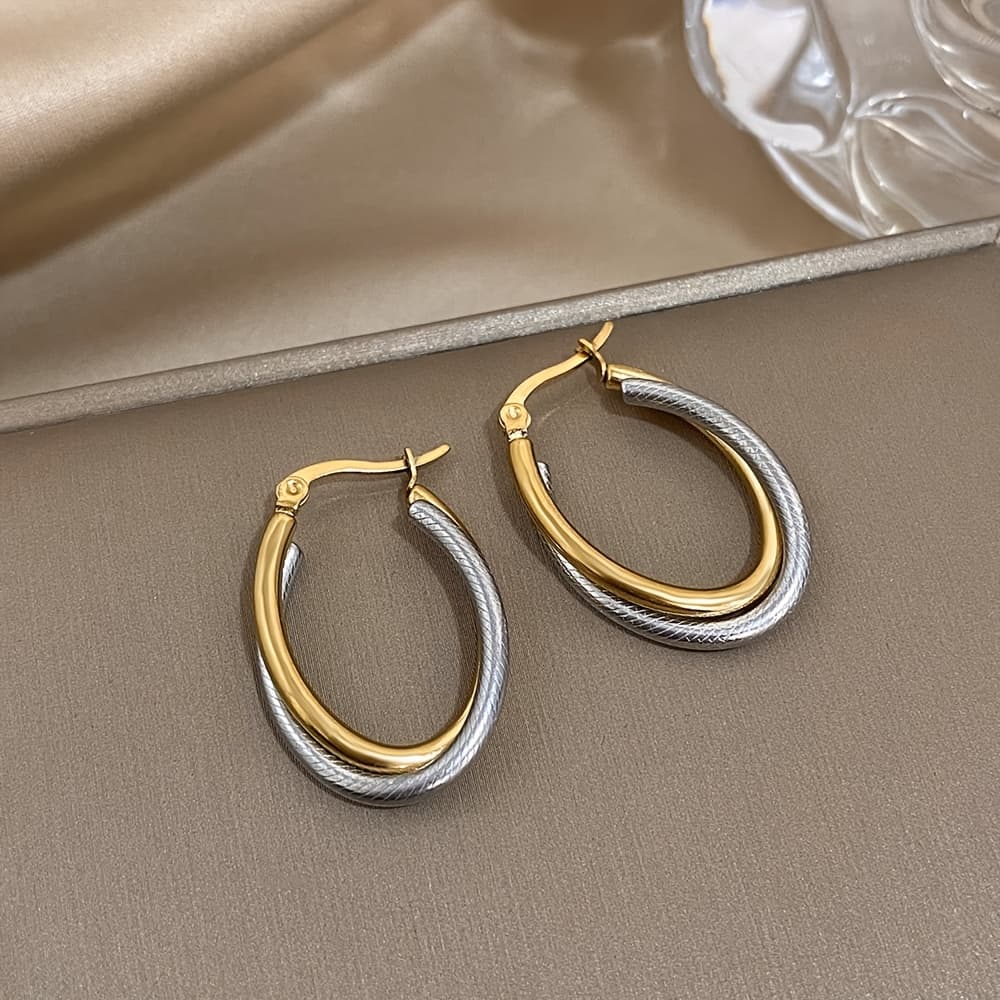 TEMU Set Of 2 -shaped Earrings For Women, Featuring A Easy And Stylish Design Made Of Stainless Steel. Luxurious Additions Are Perfect For Banquets And Make Great Little Gifts For Year