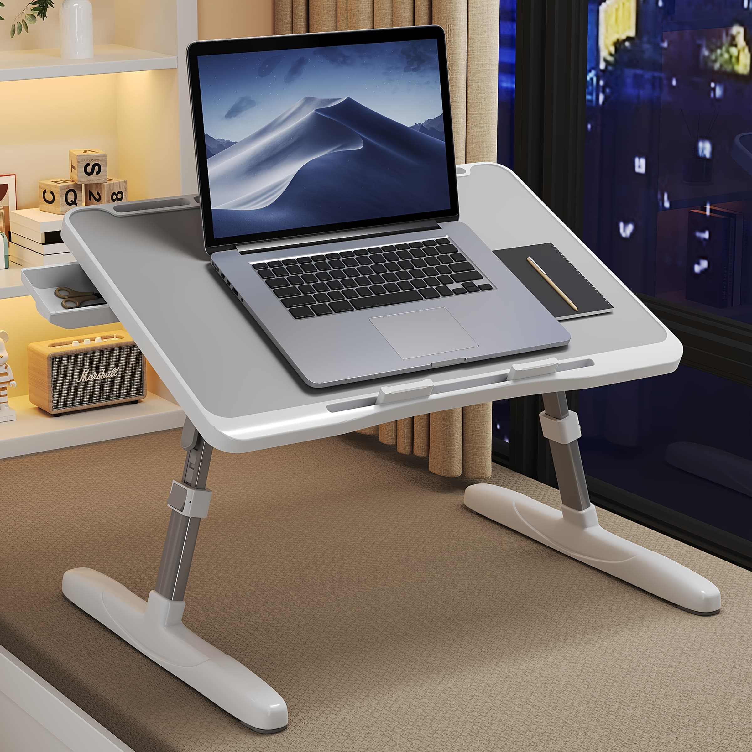TEMU Folding Table, Home Office Computer Table, Portable Laptop Table Bed/sitting/reading/writing Lazy Study Table, Table Tray Table, Adjustable Laptop Bed Height And Angle