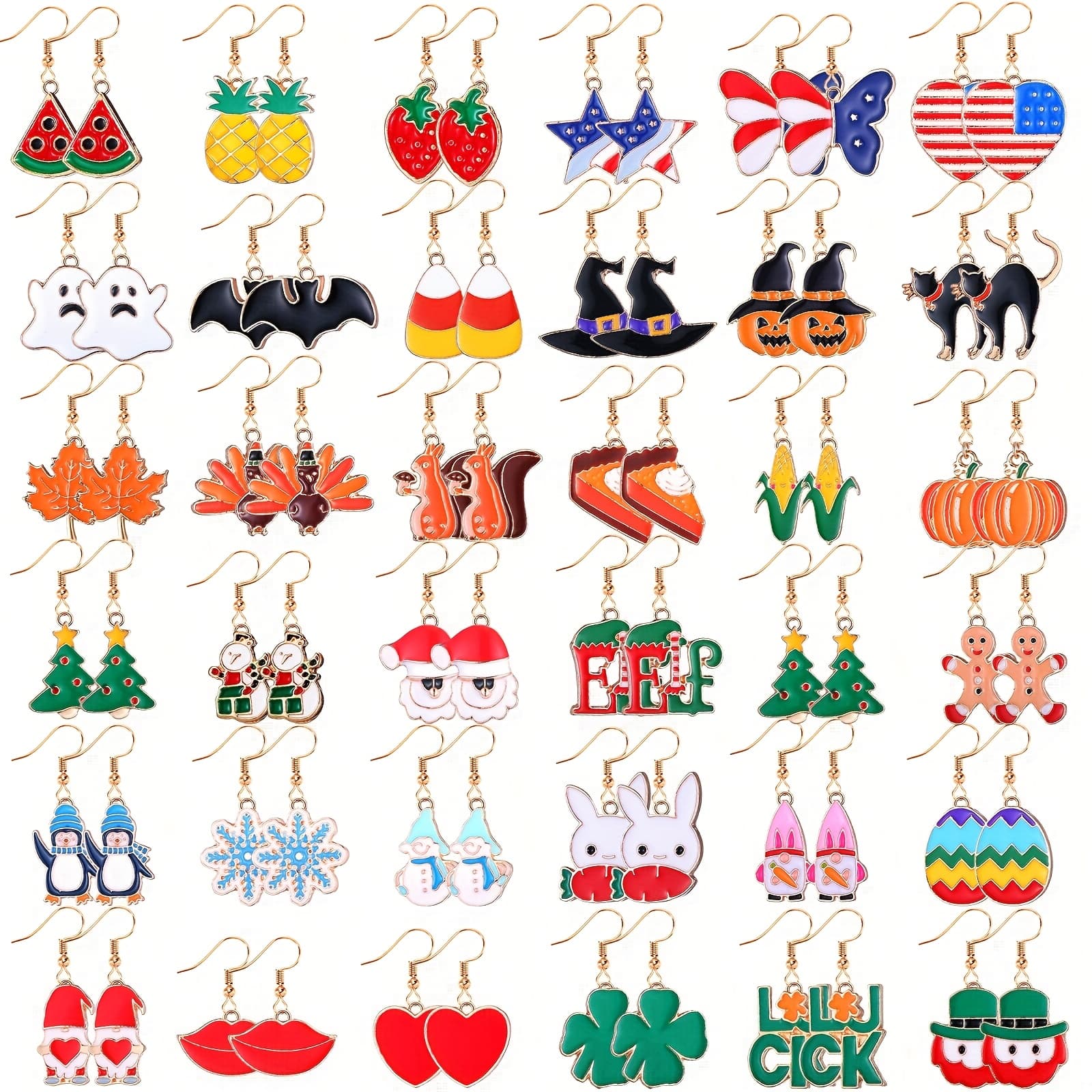 TEMU 36 Pairs Holiday Earrings Pack Halloween Christmas Fall Thanksgiving Gifts For Women Teacher Party Favors(stylish Hook Earrings)