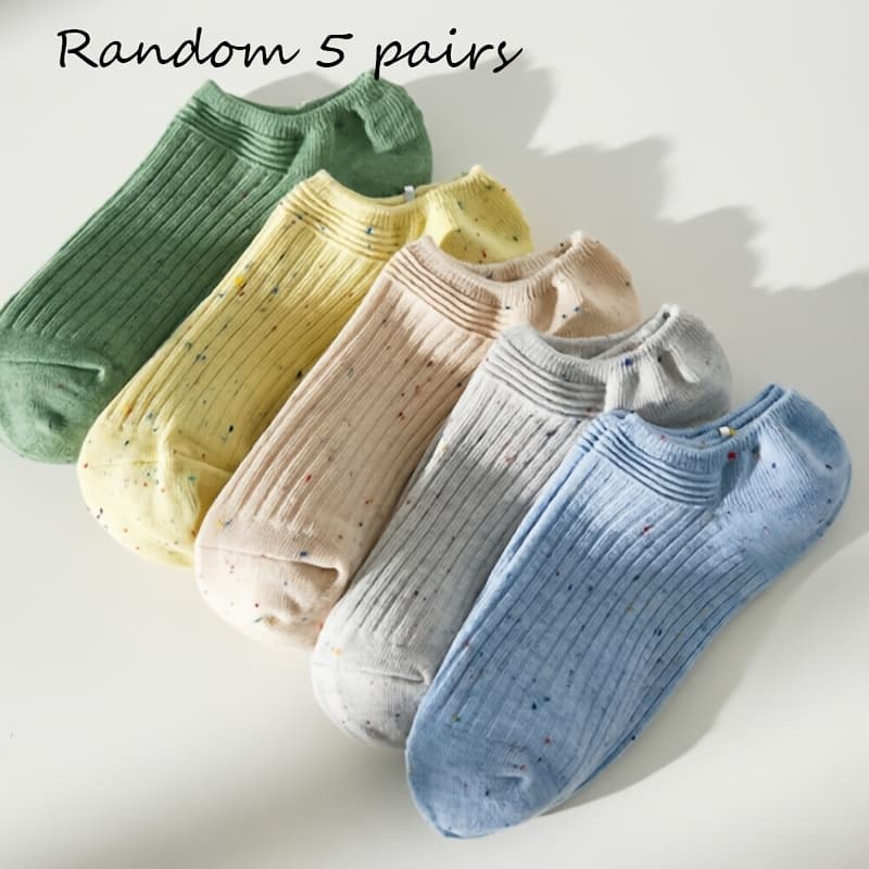 TEMU Random -pack Women's Minimalist Solid Sand Boat Socks - Qs - Women's Spring/autumn Minimalist Dot Sand Breathable Low-cut Boat Socks