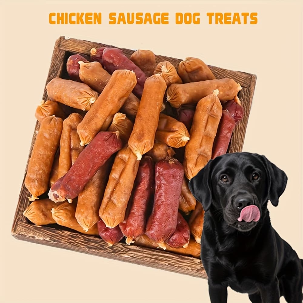 TEMU Chicken Sausage Dog Treats Pack - Training Snacks For Dogs, High Protein
