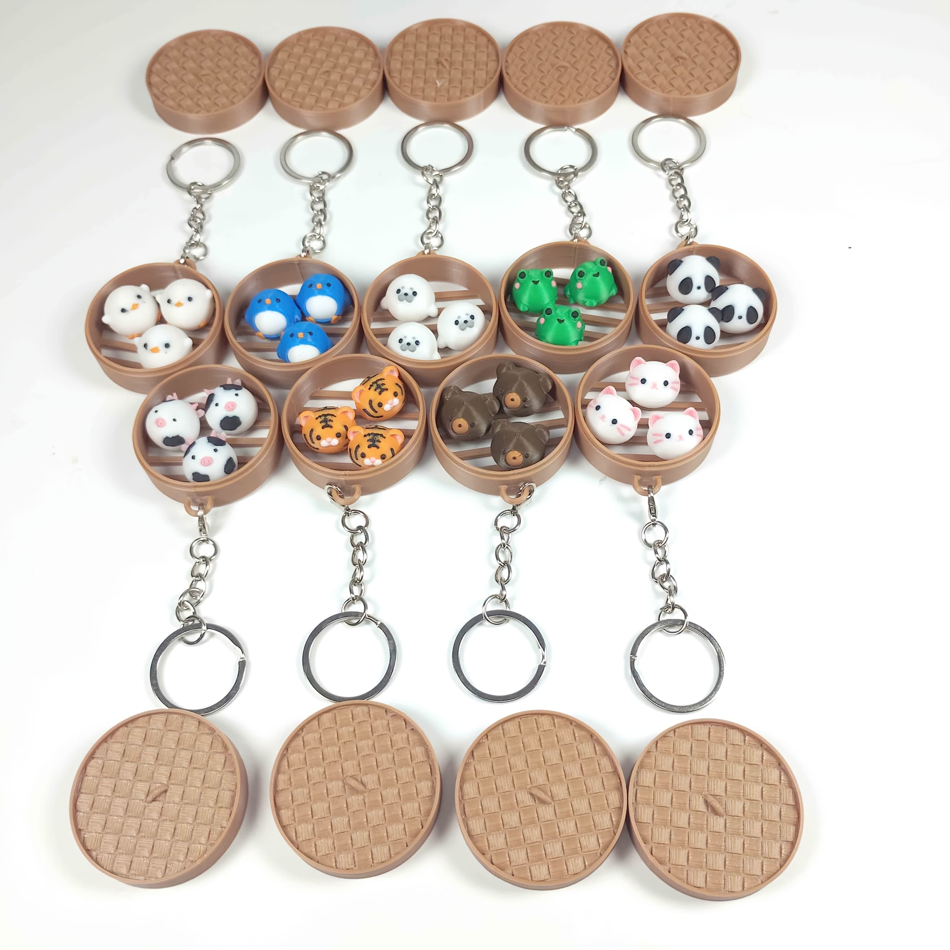 TEMU Set Of 9 - Keychain Hanging Ornament Featuring 3d Printed Steamer Bun Models, Cute Animal Bun Designs, Unique Keychain Decoration, Home Additions, Fun Items For Everyone