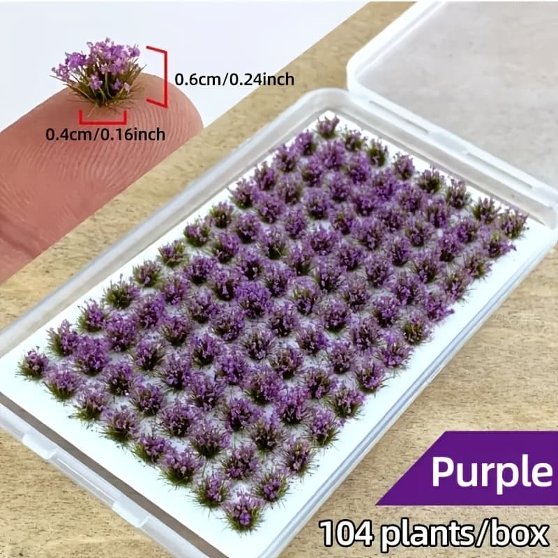 TEMU 104pcs Miniature Flower Cluster Colorful Flower Groups Grass Static Scenery Model For Craft Train Landscape Railroad Scenery Sand Military Layout Model War Gaming Terrain