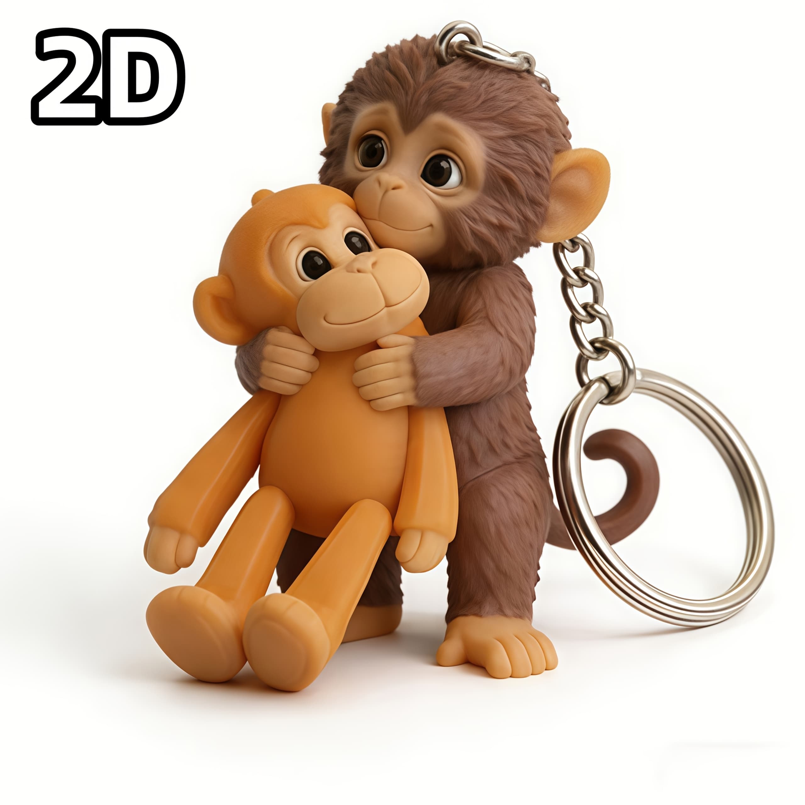 TEMU 2d Flat - Crochet Perforated Monkey Keychain - 2d Handmade Cute Monkey Keychain, Crochet Animal Bag Pendant For Backpacks, Wallets, And Keys, 2d Crochet Keychain Gift