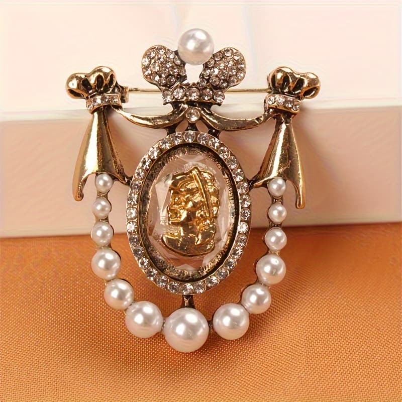 TEMU Vintage -inspired Pearl And Tassel Brooch, Elegant Glass Pearl Baroque Fashion Pin For Women And Men, Versatile Accessory For Daily And Gift- Occasions, Hip Hop