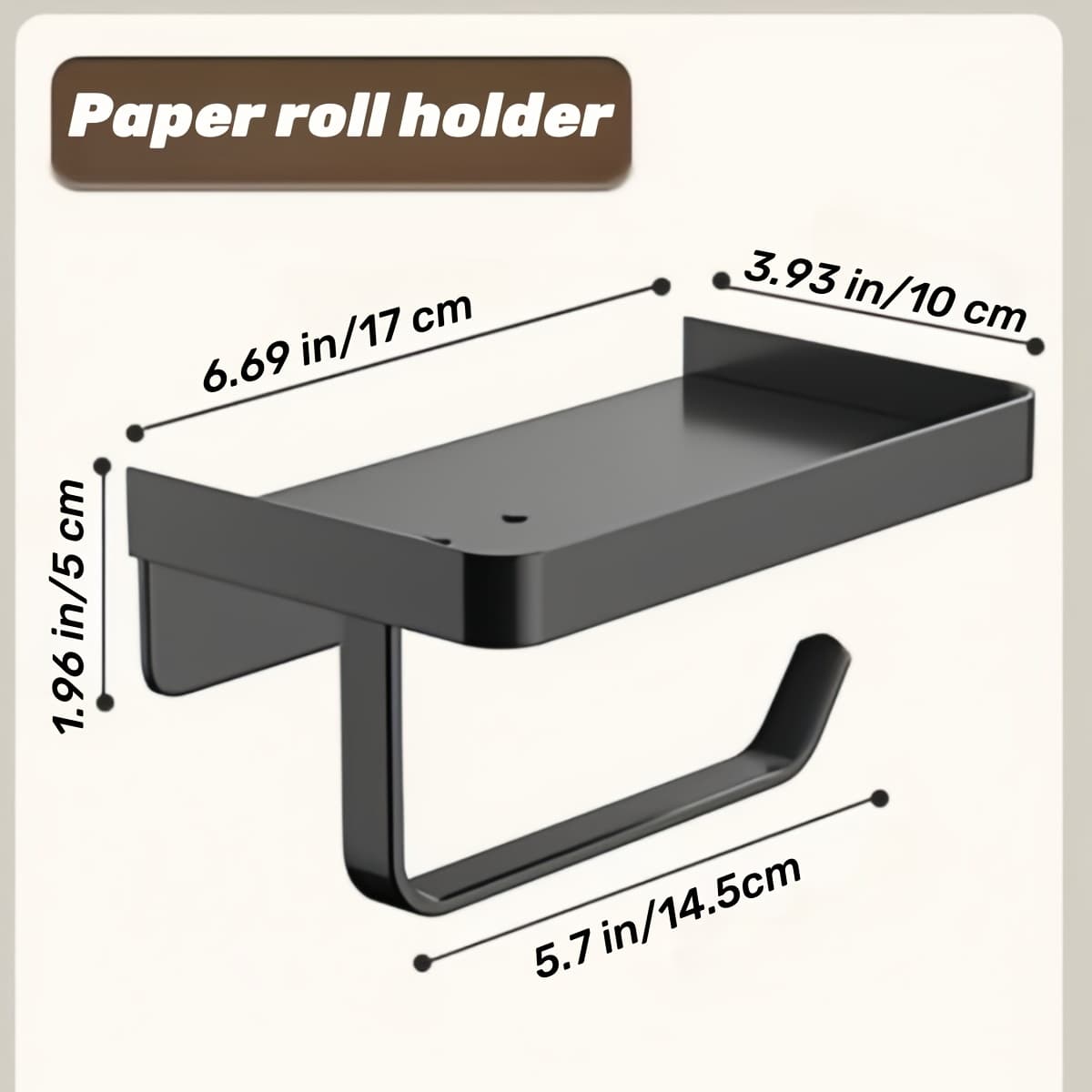 TEMU Toilet Paper Holder With Phone Holder, Matte Black Sus304 Stainless Steel Wall Mounted Bathroom Toilet Paper Holder, Screw Or Self-adhesive, Shower Storage Rack, , Toilet Paper Storage Containers