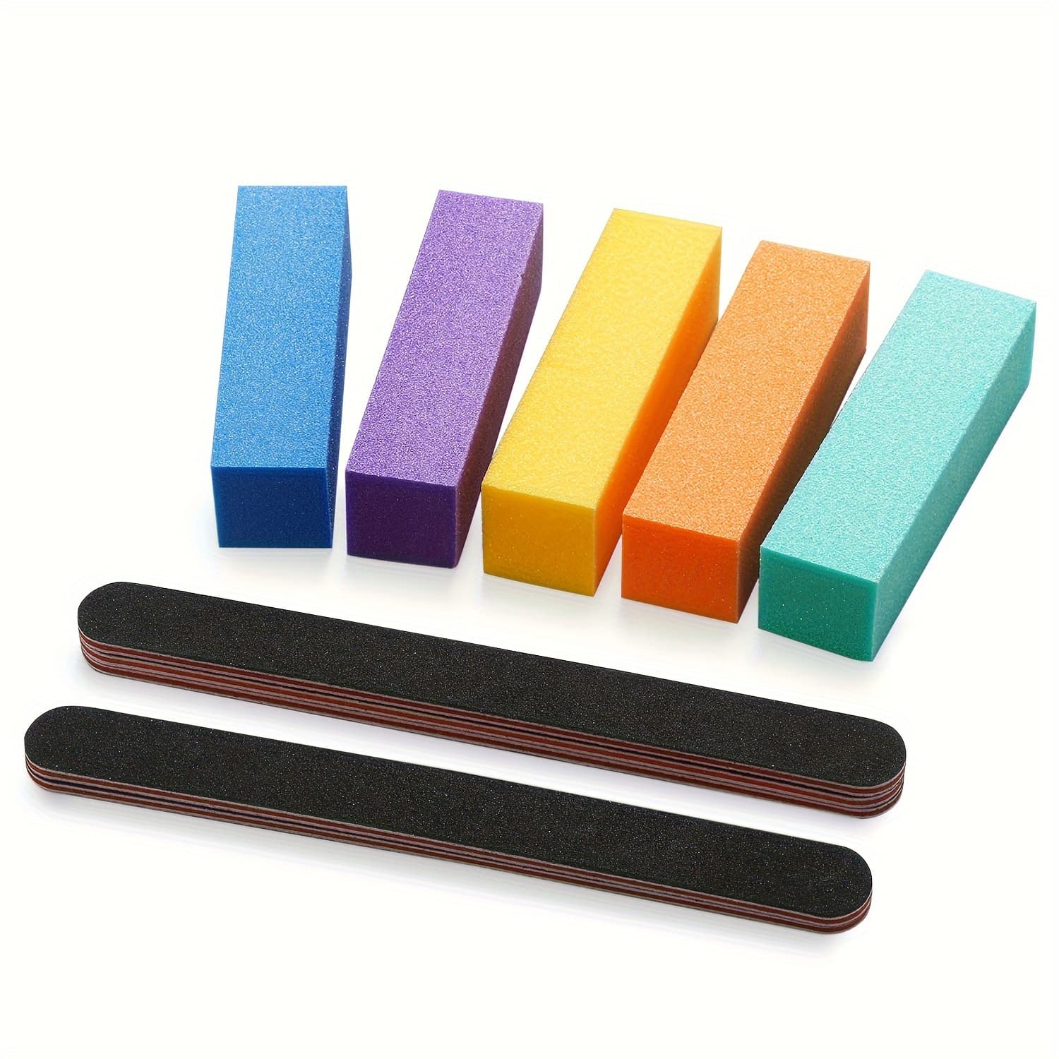 TEMU Flongo 5pcs Professional Nail Art Sandpaper Buffers For Manicure, Includes 5 Boards With Sponge