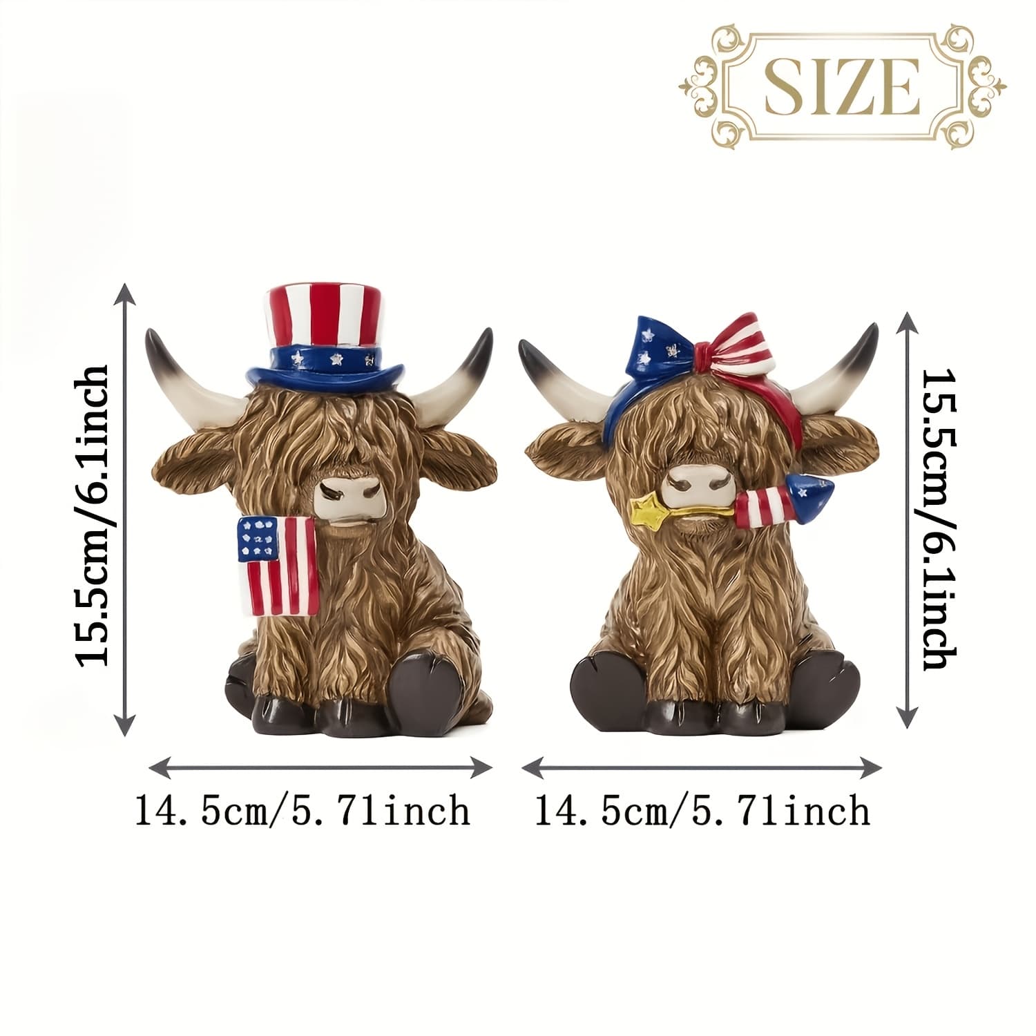TEMU Day Patriotic Decorations, Medium 2pcs Alpine Yak Figurine Garden Outdoor Patio Decoration, Memorial Day Day Home Decor Crafts, Summer Tabletop Decorations, Centerpiece Table Decoration