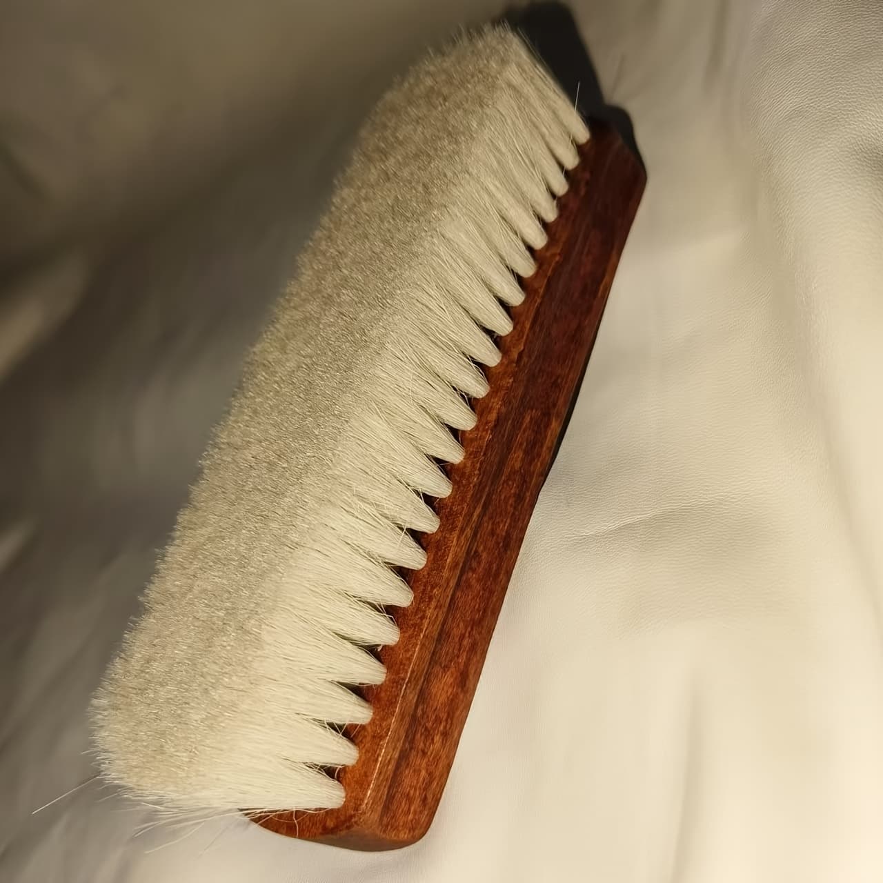 TEMU Premium Super Soft Wooden Shoe Brush With Dense Bristles For - Ideal For Genuine Leather Bags, Jackets, And Footwear, Durable Handle For Comfortable Grip,