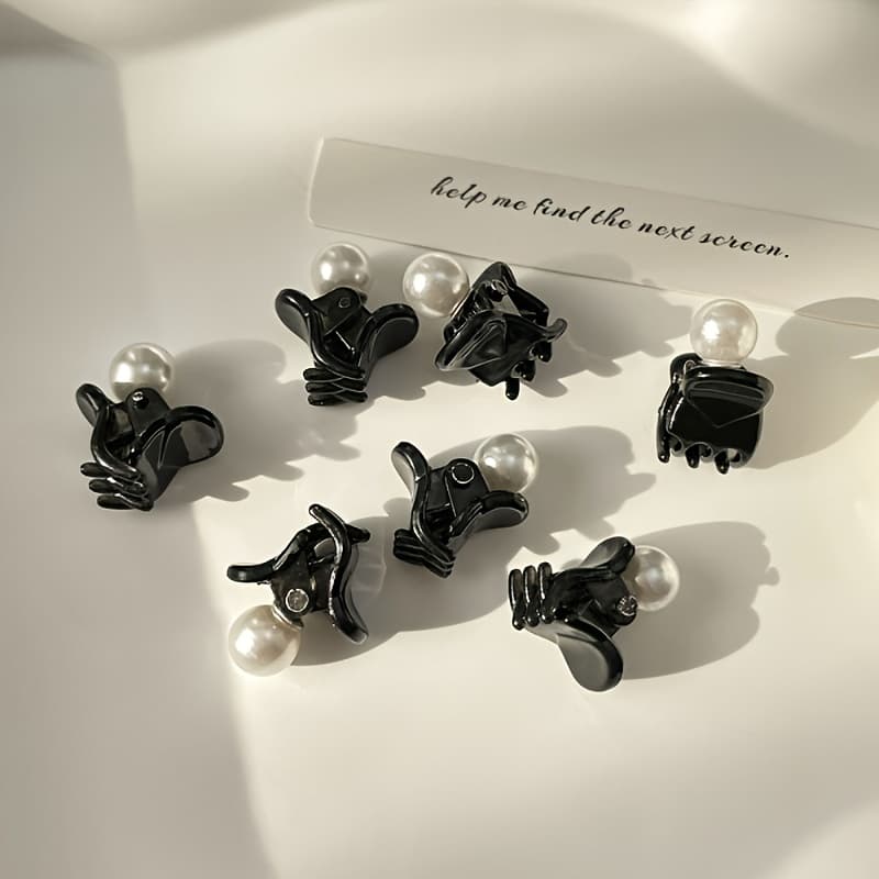 TEMU Fashion Ladies 7 Elegant Artificial Pearl Mini Hair Clips, Ladies' Fashionable Additions, Small Size Suitable For Bangs And Side Hair Styling, Suitable For Fashionable And Clips