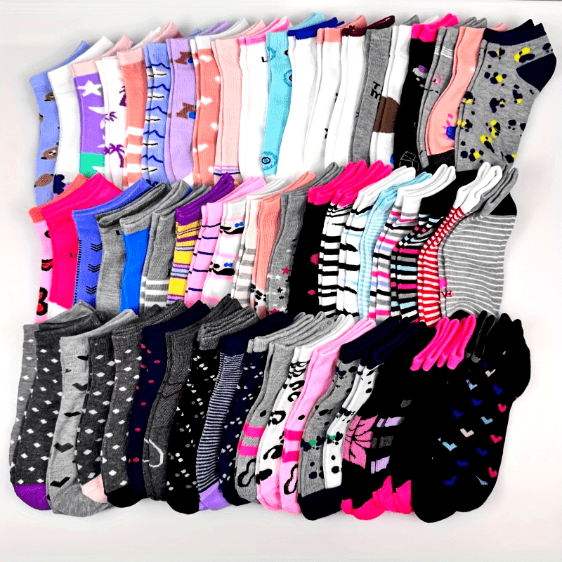 TEMU 20 Pairs Random Pattern Socks, Easy And Breathable Low-cut Ankle Socks, Women's Stockings And Hosiery