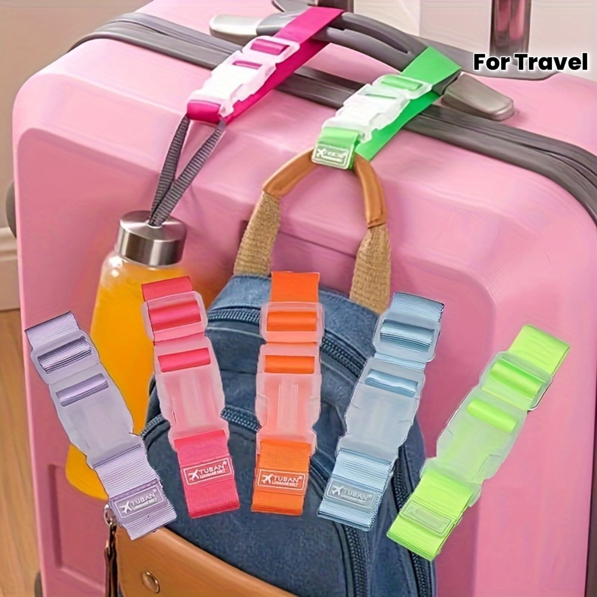 TEMU 8pcs Random Color Heavy-duty Adjustable Luggage Belts Closure |, , Tsa Approved, Secure Fastening For Bags, Boxes, Packages - Ideal For Travelers & Businesses, Luggage Belt Strap With Lock