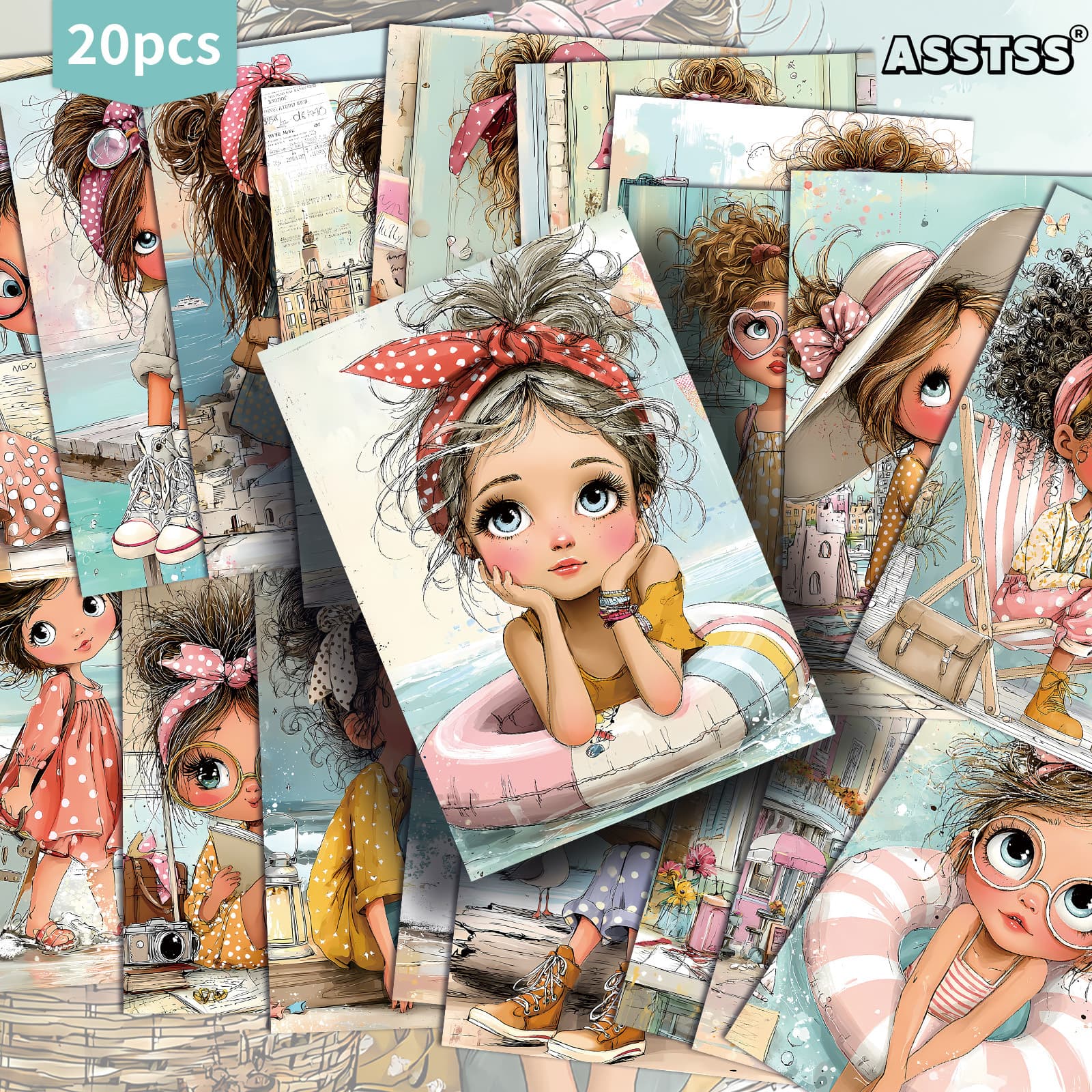 TEMU 20-pack Asstss Vintage Whimsical Postcards - 4x6 Inches Junk Journal Supplies Paper, Scrapbooking Supplies, Collectible Decorative Painting Cards For Scrapbooking & Crafting