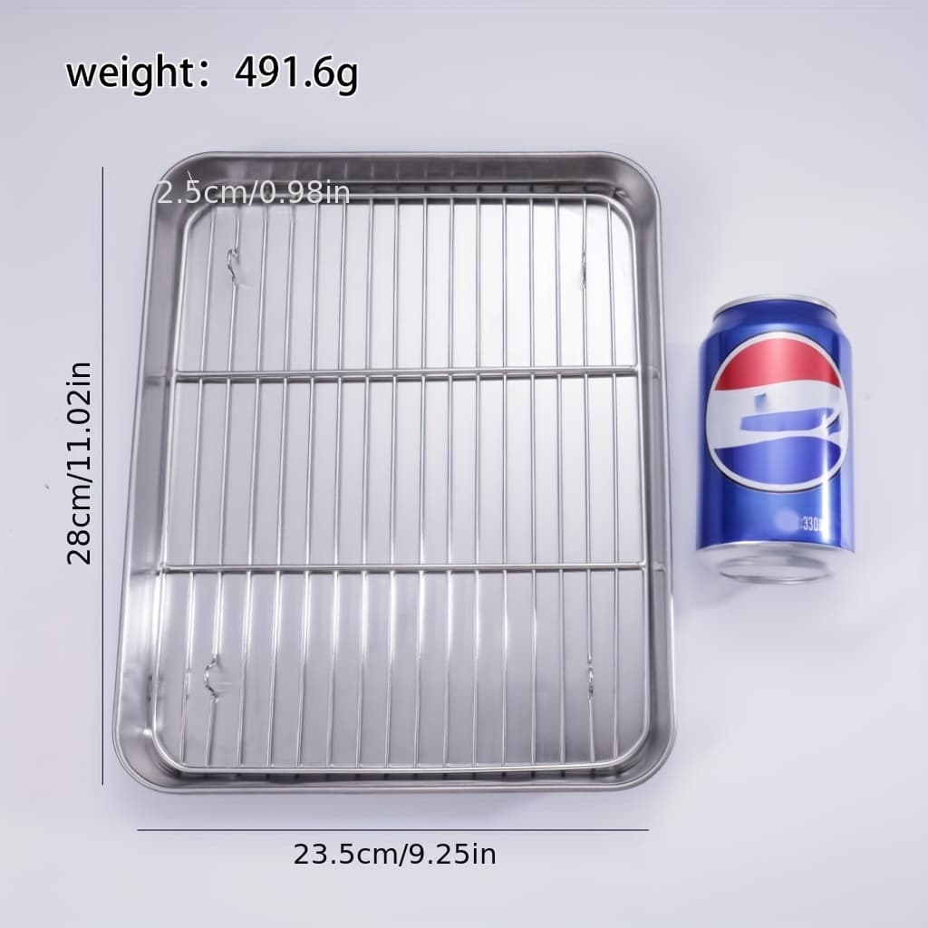 TEMU Stainless Steel Roasting Pan - Oven And Grill Compatible, Drip Tray, Ideal For Roasting Meat And Chicken