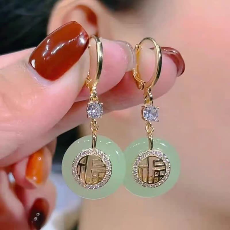 TEMU A Pair Of Fashionable Earrings, Versatile "fu" Character Earrings, Elegant And Retro Earrings, Suitable For Daily Life - Parties - Vacations - Music Festivals, For Graduation Season - Weddings