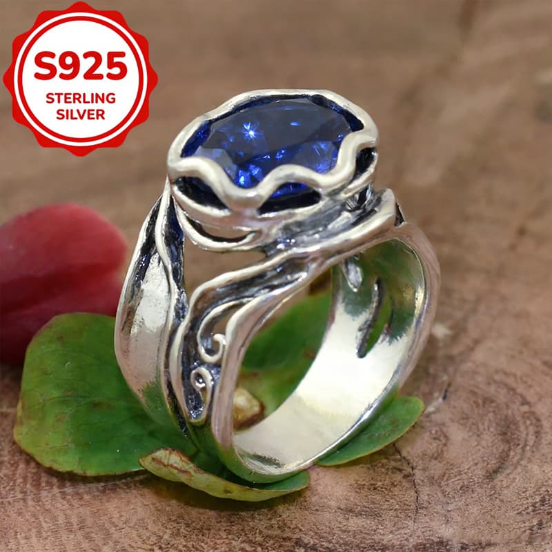TEMU 1pc Vintage 925 Sterling Silver Women's Ring Set With 3a Zirconia, Suitable As A Romantic Gift For Christmas, Valentine's Day, New Year, And Special Occasions For Family, , And