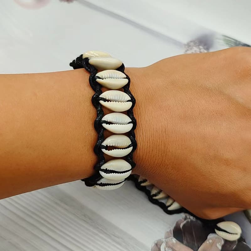 TEMU Braided Natural Seashell Beach Style Bracelet Jewelry, Beach Vacation Vibe Daily Wear Stylish Jewelry