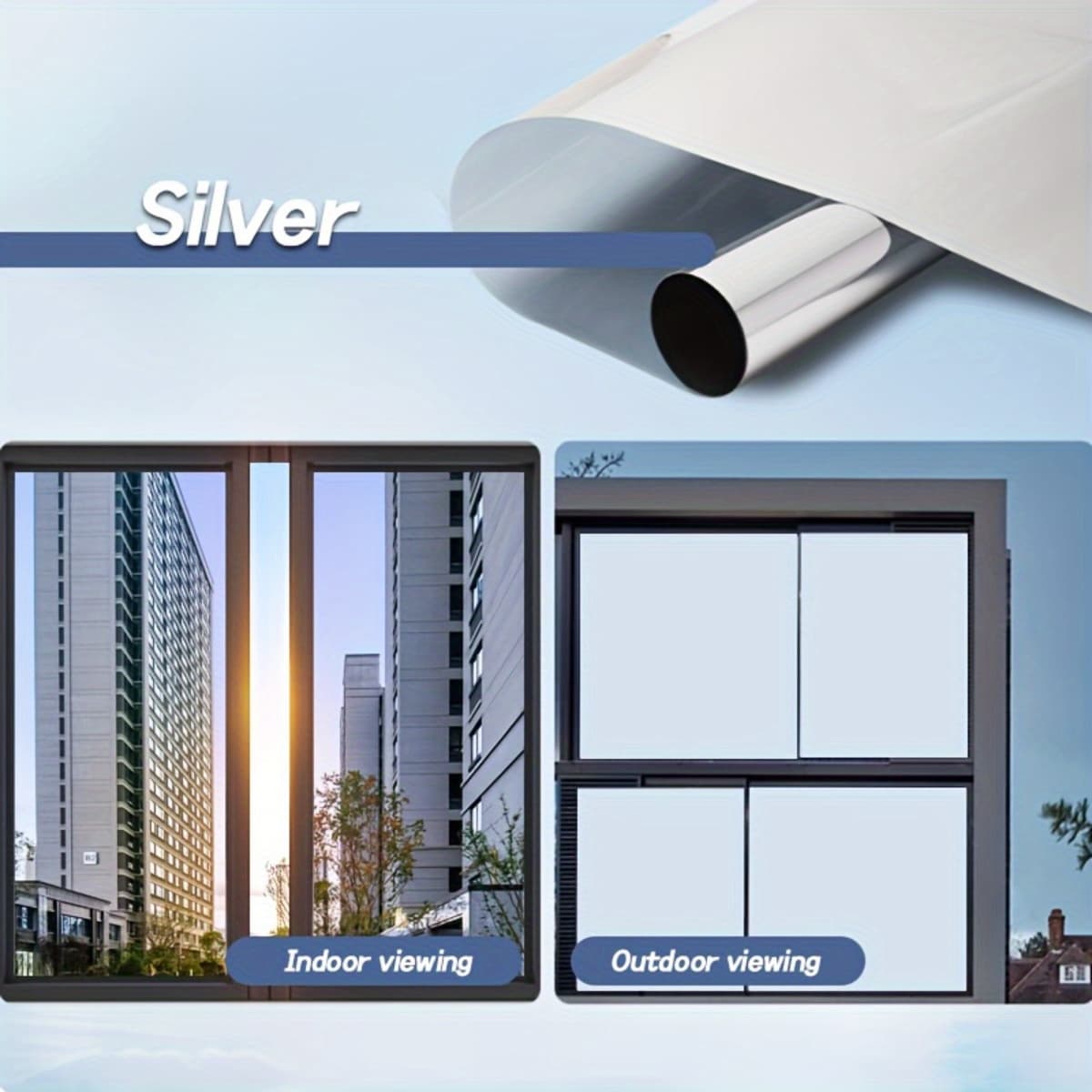 TEMU Privacy Mirror Reflection Film, Sunscreen, -blocking Glass Door And Window Sticker For Living Room, Bedroom, Kitchen, Office, And Home Decoration