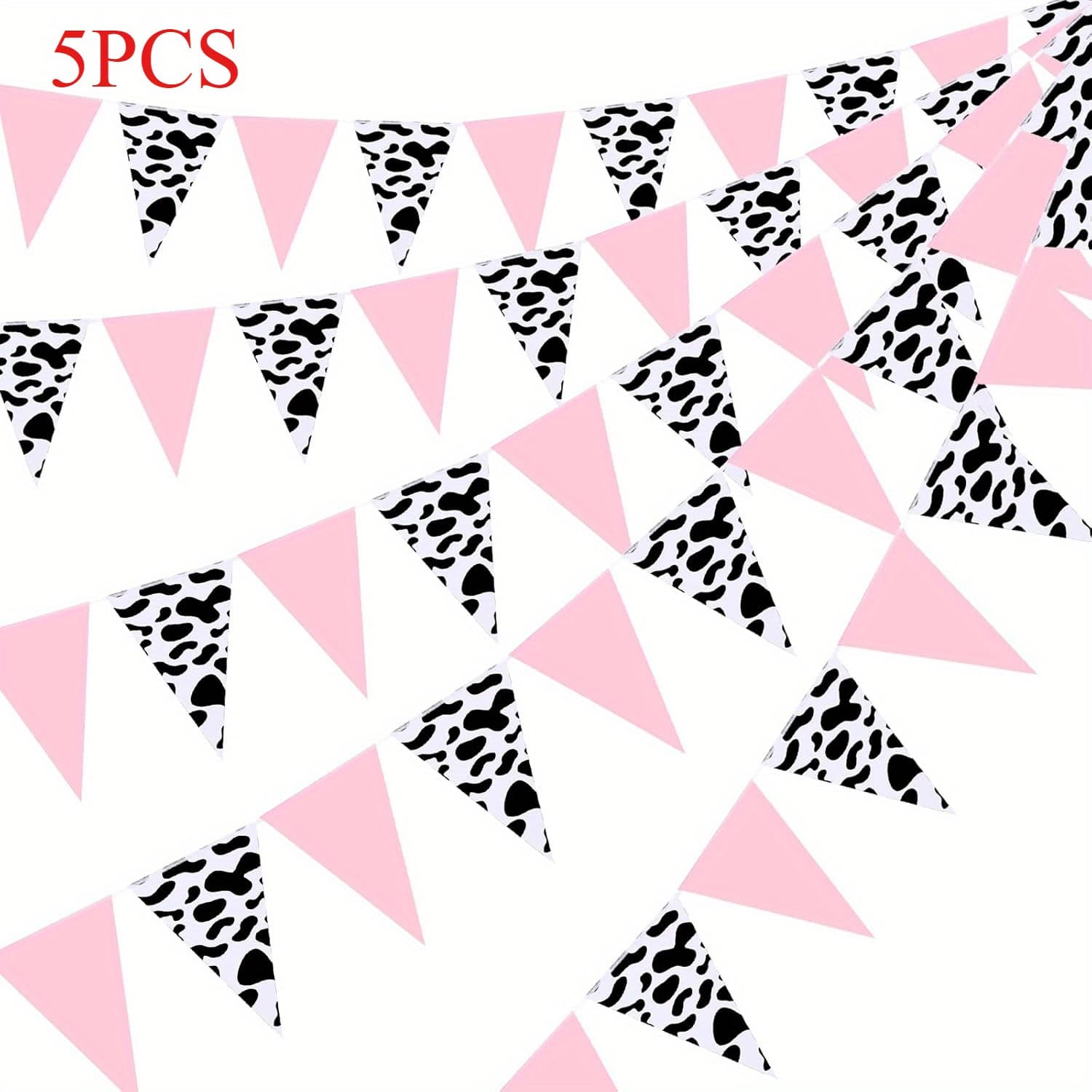 TEMU 5 Cow Pennants, Cow Pennants Western Cowboy Theme Decoration Birthday Party Supplies Baby Animal Theme Party Holiday Decoration (classic)