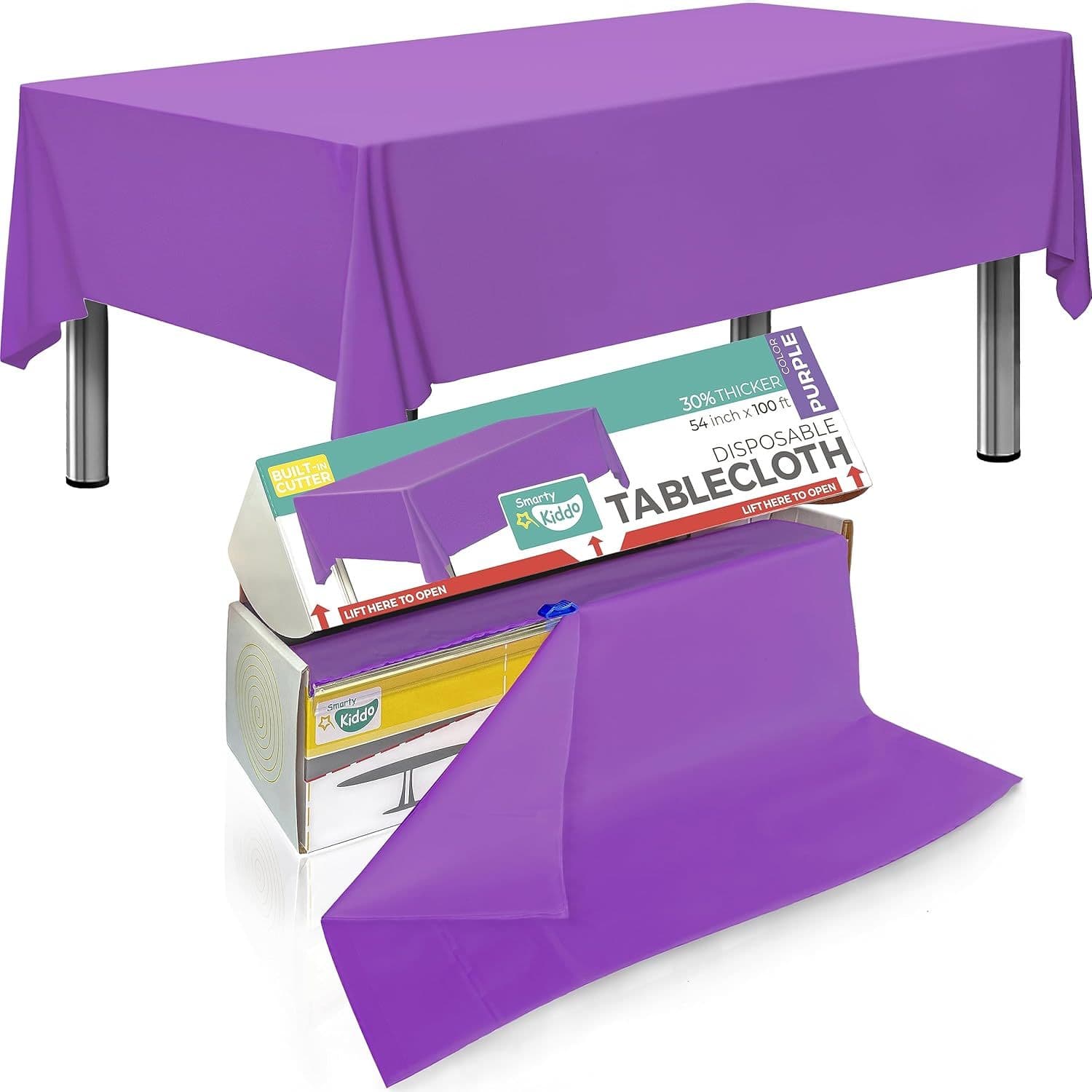 TEMU 54in X 100ft Plastic Disposable Tablecloth Roll With In Built Cutter Box | Table Cover For Party, Picnic, Banquet & Kids Activities