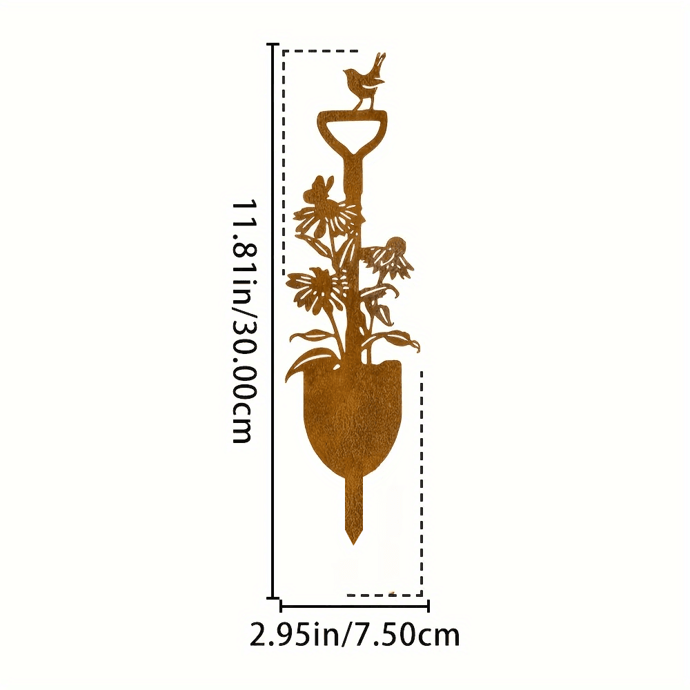 TEMU 2d Flat, 2d Flat 1pc Rustic Garden With Birds And Lilies Design - Outdoor Art Decor, Yard Ground Spike, Fence Or Patio Decoration, Garden Stake, 2d Flat
