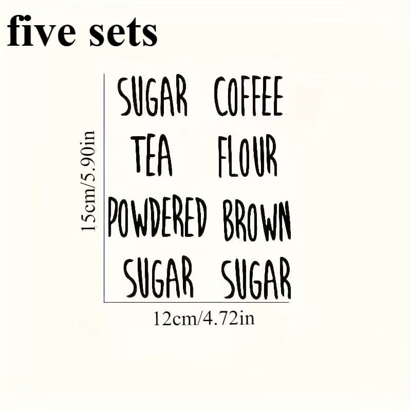 TEMU 5 Sets Of Sugar, Coffee, Tea Powder, Cups, And Kitchen Wall Label Stickers