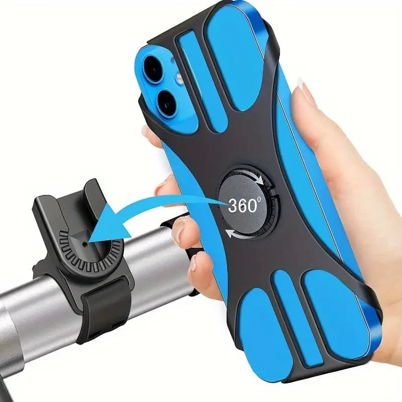 TEMU Bike Phone Holder For 4-7 Inch Phones, 360° Rotatable Shockproof Anti-slip Handlebar Mount. Abs Gps Bracket With Metal Clamping Mechanism, Navigation Accessory For Road And Mountain Bikes