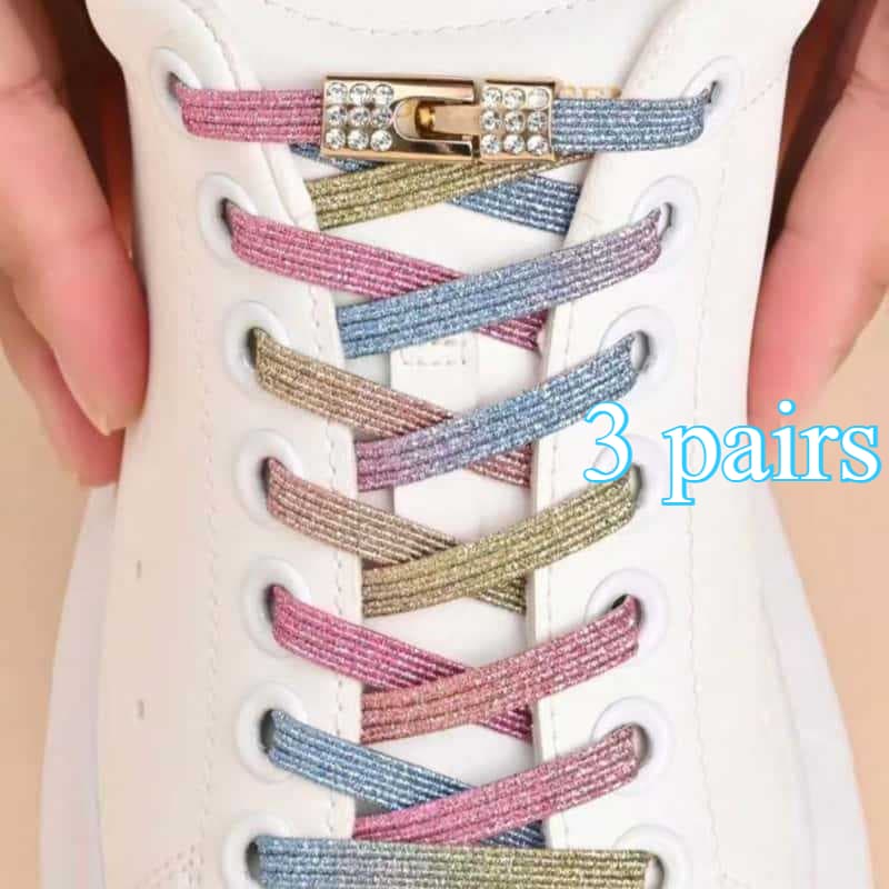 TEMU 3pairs Easy- Wear Shoelaces With Buckles, Stylish Elastic No Tie Shoelaces Suitable For Athletic Shoes, Canvas Shoes, And Skateboard Shoes, Unisex