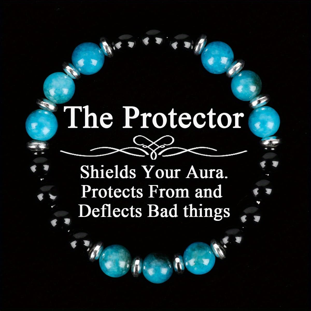 TEMU Guardian Bracelet Blue Apatite Beaded Bracelet For Men Protection And Grounding Jewelry Gift