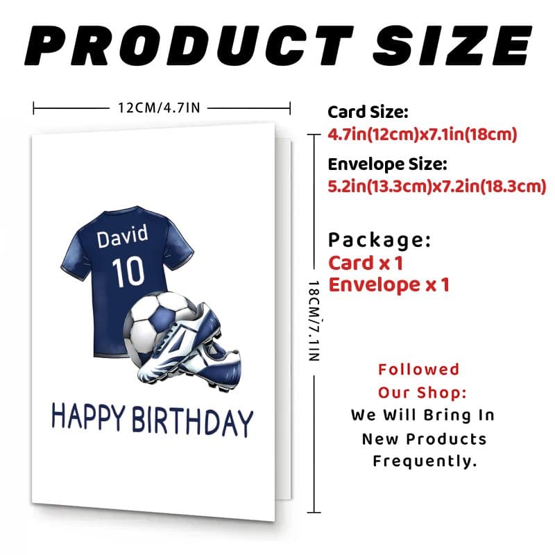 TEMU 1pc Personalized Sports Jersey Greeting Card | Custom Name And Number, Football Themed Birthday Card Suitable For Any Age, Perfect Gift For , , , Football Birthday Decoration, Made Of Paper
