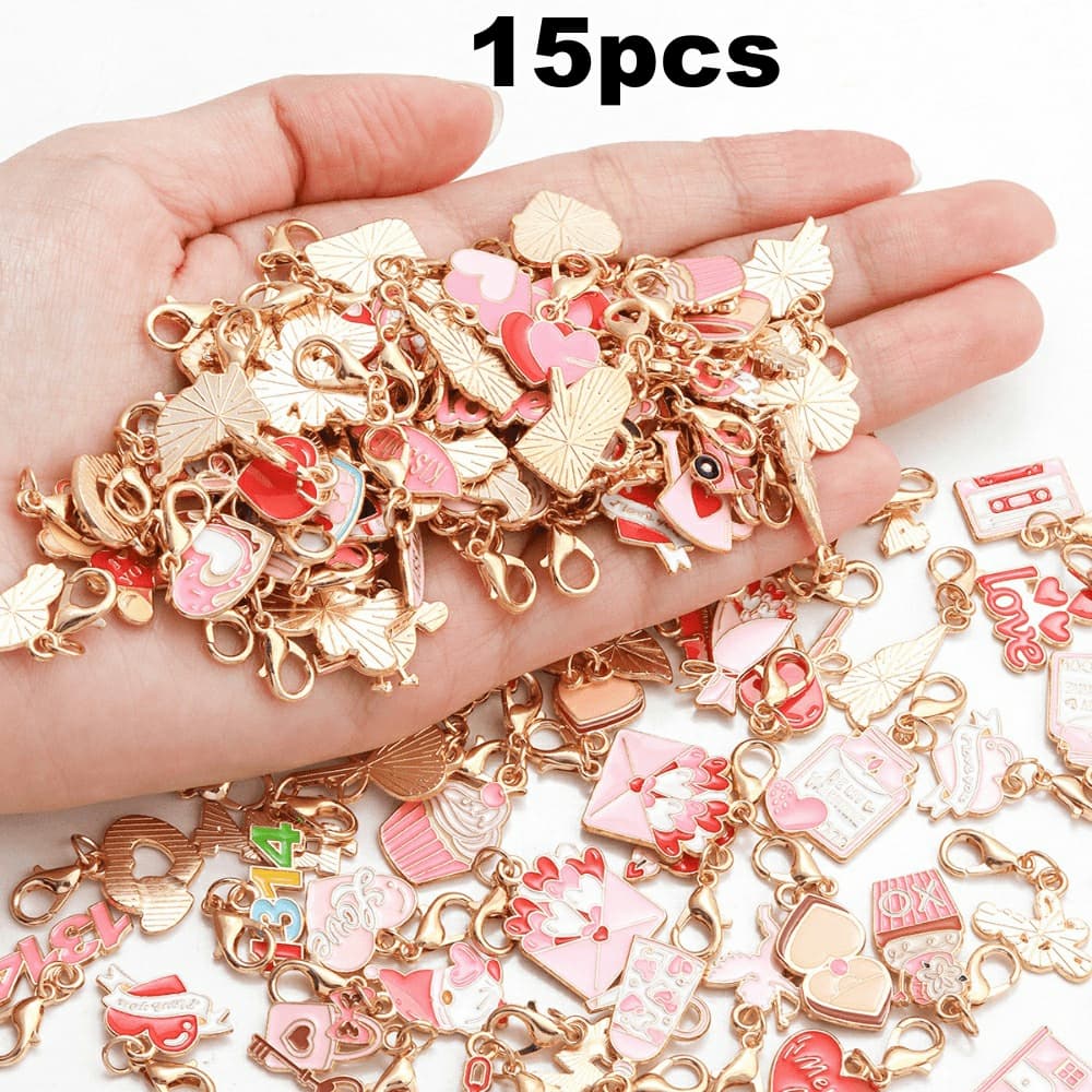 TEMU 15pcs, 30pcs Valentine's Day Keychain Set | And Bouquet Alloy Pendant, Random Mixed Surprise Match | Exquisite Gift Set, Suitable For Holiday Gifts And Party Supplies