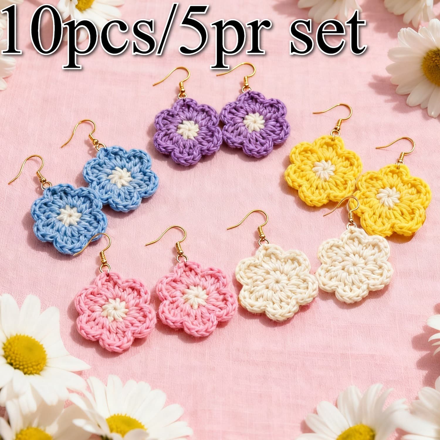 TEMU Set Of 10 Handmade Earrings, Perfect For Women. Adorable Additions For Birthdays, Christmas, Anniversaries, Or . Vintage Clip-on Style, Ideal For Back-to-school Or As A Thoughtful Gift