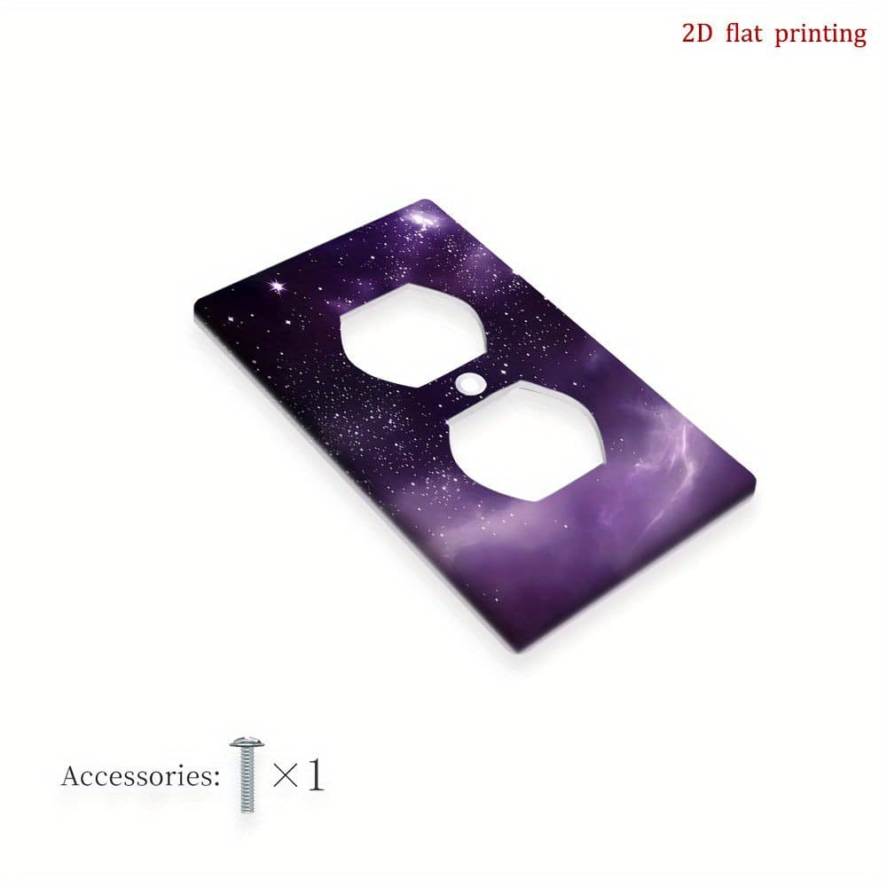TEMU 1pc Purple Starry Light Switch Cover - 2d Flat Printing Art , Durable Plastic No Electricity Installation, For Living Room, Bedroom, Office, Bedroom Enhancement, Design, 2d Flat