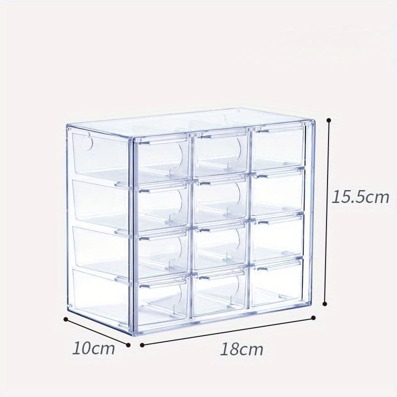 TEMU Clear Acrylic Jewelry Display & Organizer Box Desk - Makeup Organizer Plastic Drawers Organizer Stackable Storage Box For Makeup Dresser Bathroom Clear Plastic Craft And Bead Storage Cabinet