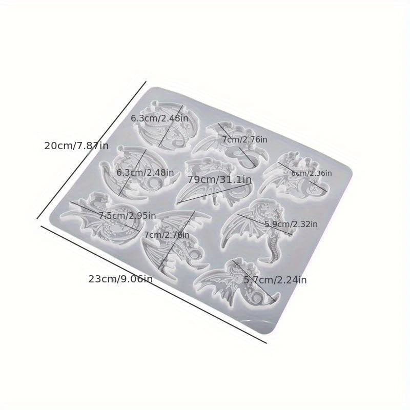 TEMU Resin Mold For Dragon - 9 Cavities In Styles - Pendant - Silicone Molds For Resin Casting, For Home Decoration, And Candle Making With Wave Spiral Design