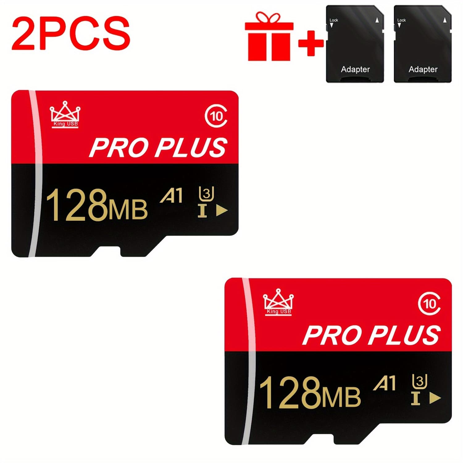 TEMU 2pcs Memory Card 128gb 64gb 32gb 16gb With Adapter, High Card 8gb 4gb 2gb 1gb, U3 C10 A1 Tf Card 512mb 256mb 128mb 64mb For Tablet/ Camera/ Phone