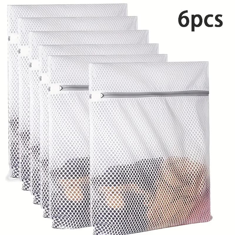 TEMU 6/8pcs Durable Honeycomb Mesh Laundry Bags | Reusable Anti- Storage Bags With Zipper Closure, 12x16 Inches For Underwear, Clothes, Jeans, Towels, Socks - Polyester, Machine Washable, Fabric