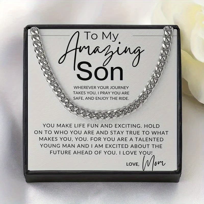 TEMU Stainless Steel Cuban Chain Pendant Necklace, Minimalist Cuba Necklaces Gift For S Necklace Comes With Gift Card And Premium Gift Box, For Women