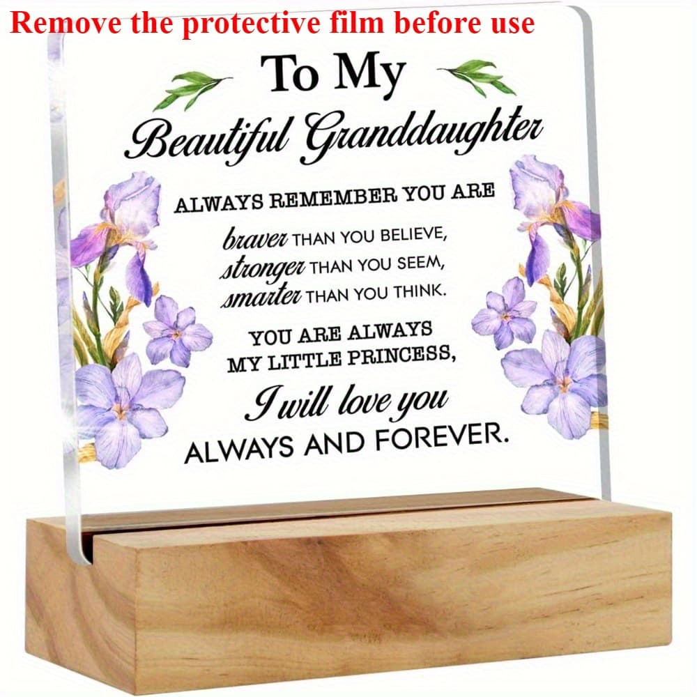 TEMU 2d Flat Printing | To My Beautiful Granddaughter, I | An Acrylic Inspirational Quote Desk Sign For Expressing Deep To My Granddaughter, A Gift To And Her
