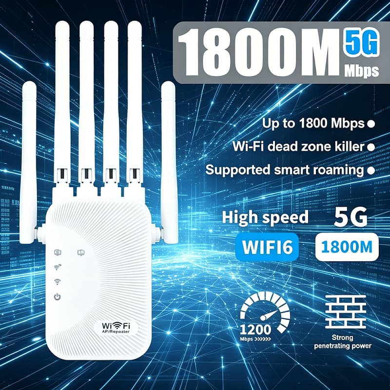 TEMU 6-antenna Wifi Range Extender, Wireless Signal Repeater With Ethernet Port, Plug And Play, Easy To Set, 8500 Wide Coverage Wireless Internet Amplifier, Suitable For Home, Office,
