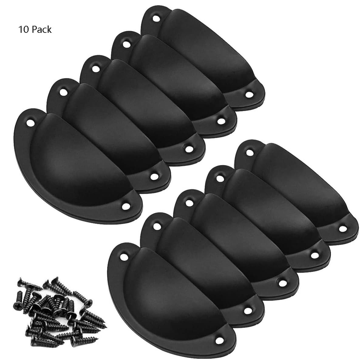 TEMU 10pcs Vintage Black Iron Drawer Handles With Screws - Smooth Round Pull Knobs For Cabinets, Wardrobes & Furniture - , Durable , Classic Retro Design For Kitchen, Bedroom & Bathroom