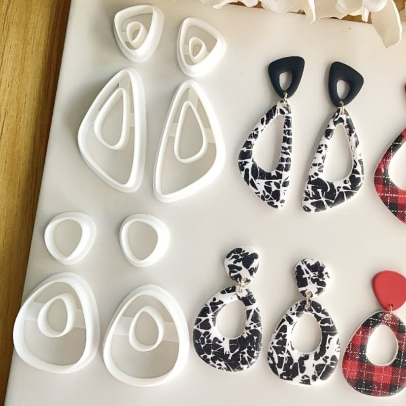 TEMU 8pcs Easy-to-shape Polymer Clay Molds, Suitable For French Earrings, Soft Polymer Clay Production, Hollow Pendant Art Jewelry Molds