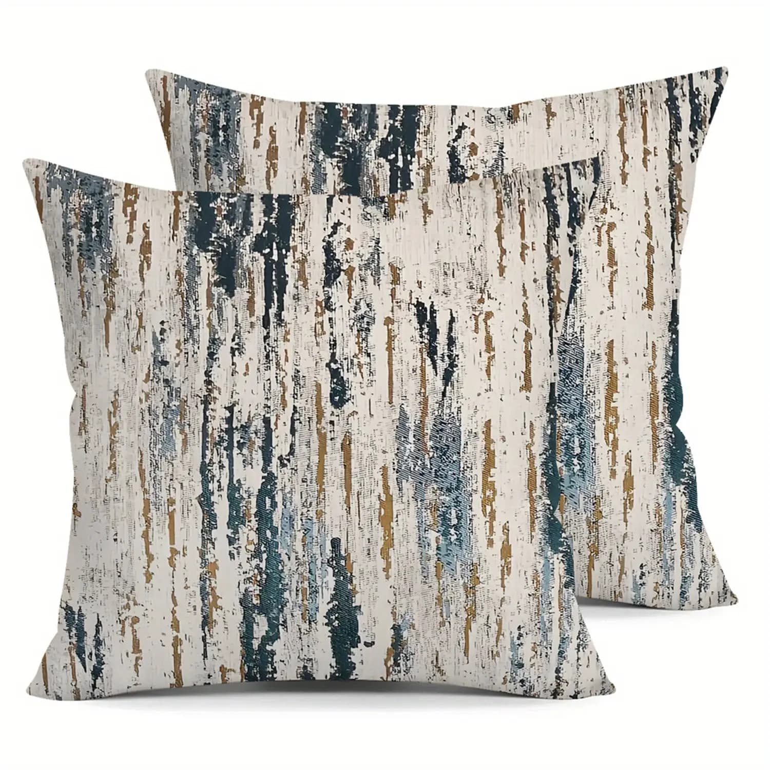 TEMU Single-sided 2pcs(no Pillow Insert) Retro Simple Floral Pattern Blue And Yellow Vertical Stripes Pillow Sofa Cushion Living Room Decoration 14x14 16x16 18x18 20x20 Inches