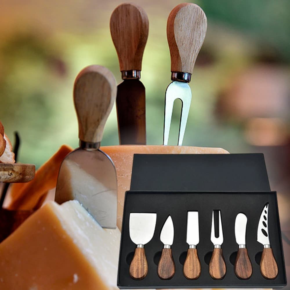 TEMU 6pcs Cheese Knife Set Stainless Steel Cheese Knives Charcuterie Boards Accessories Butter Spreader Knife Premium Gift Box Kitchen Gadgets